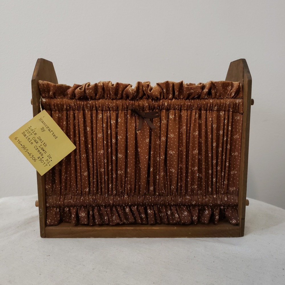 Vintage Handmade Wood Fabric Napkin Holder Cottage Farmhouse Country Grannycore